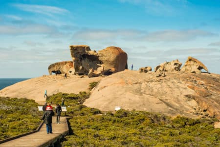 Tour groups at Remarkable Rocks, Kangaroo Island